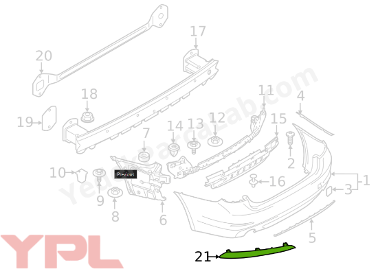 REFLEKTOR ARKA TAMPON SAG BMW G30 2017 ve Sonrası - 63147388766 resmi