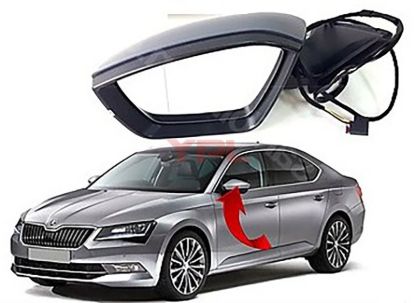 AYNA KOMPLE SOL 9 PIN CEVRE AYDINLATMALI KATLANIR SUPERB 2015>> - 3V1857507A resmi