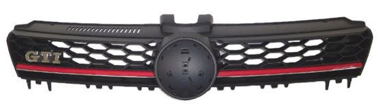 Ön Panjur Krom Kırmızı Çizgili Mat Siyah+gti Yazı+ Armasız Golf 7 GTI 2013-2017 - 5G0853651AJ BTU resmi