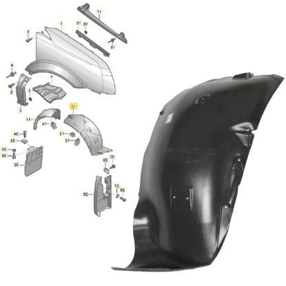 Çamurluk Davlumbazı Ön R Küçük Crafter Sprinter 2006>> - 2E0863814A/9066840377 resmi