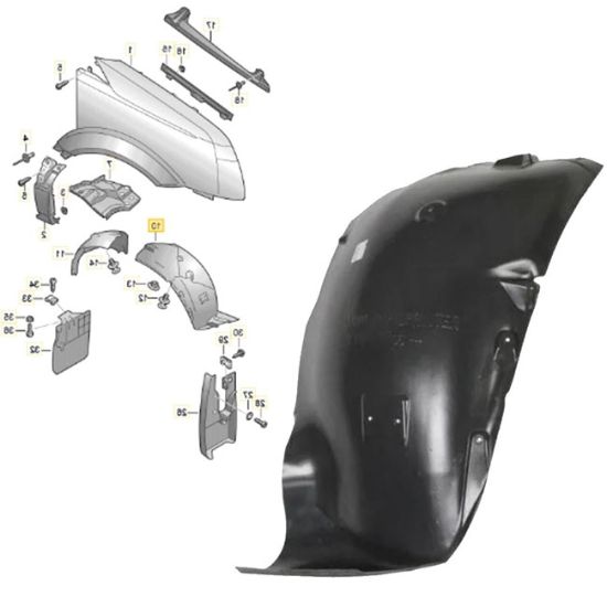 Çamurluk Davlumbazı Ön R Küçük Crafter Sprinter 2006>> - 2E0863814A/9066840377 resmi