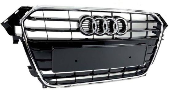 Ön Panjur Krom Çerçeve Parlak Siyah Sensörsüz Tr Plakalık A4 A4 2012-2015 - 8K0853651E T94. resmi