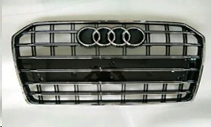 Ön Panjur Krom+Krom Çizgili Parlak Siyah 9 Petek Audi S6 2015-2018-App Plakalık İle - 4G0853651AG T94 resmi