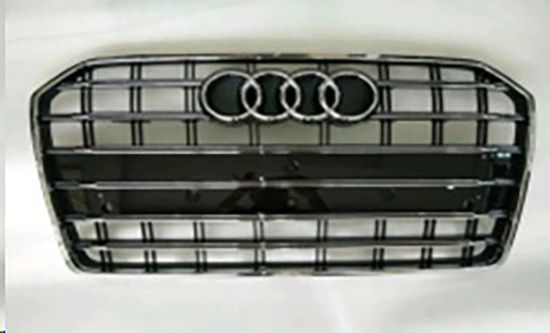 Ön Panjur Krom+Krom Çizgili Parlak Siyah 9 Petek Audi S6 2015-2018-App Plakalık İle - 4G0853651AG T94 resmi
