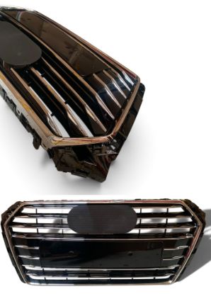 Ön Panjur Krom Çerçeve Krom Çizgili (Sensörsüz) Parlak Siyah Audi A4 2016-2020 - 8W0853651AB RP5 resmi