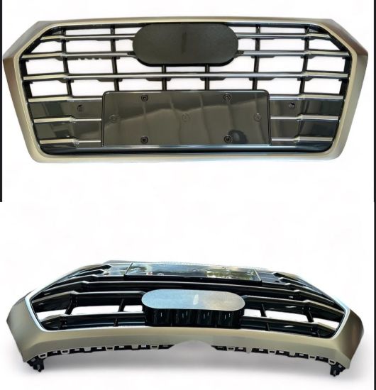 Ön Panjur Mat Krom Çerçeve Mat Krom Çizgili Parlak Siyah Zemin Audi Q5 2017-2022 - 80A853651J RN4 resmi